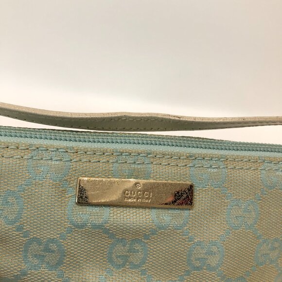 Gucci Mint GG Canvas Handbag SKU#85376 (gently used, strap edge crack) - Picture 9 of 12